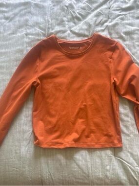 abercrombie Orange Long-Sleeve Crewneck Tee